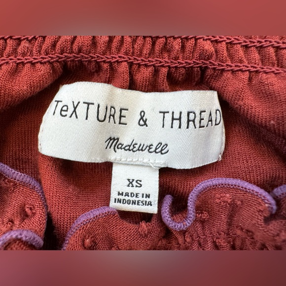 Madewell Women Burgundy Polka Dot Mock Neck Top Blouse XS - Picture 5 of 9